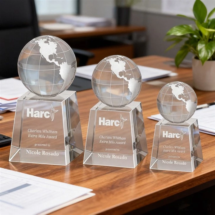 Crystal Globe Award With Trapezoid Base suppliers