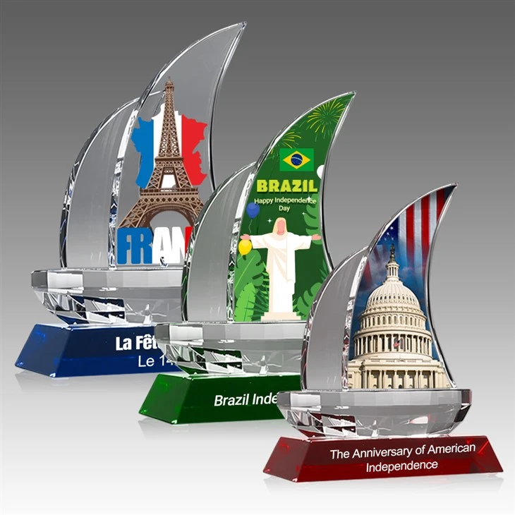Benotzerdefinéiert Crystal Sailboat Trophy Award